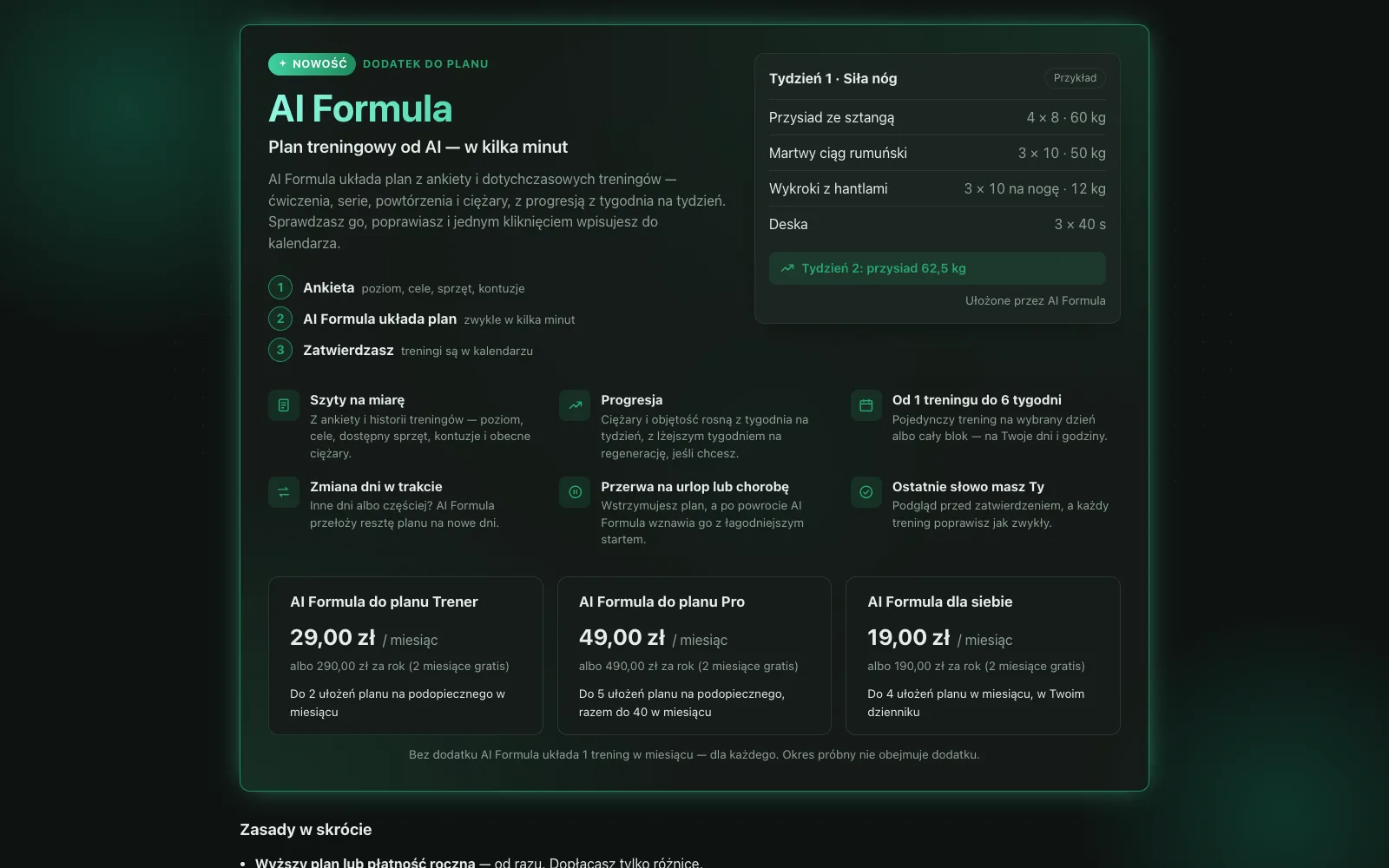 AI Formula – dodatek, który układa treningi