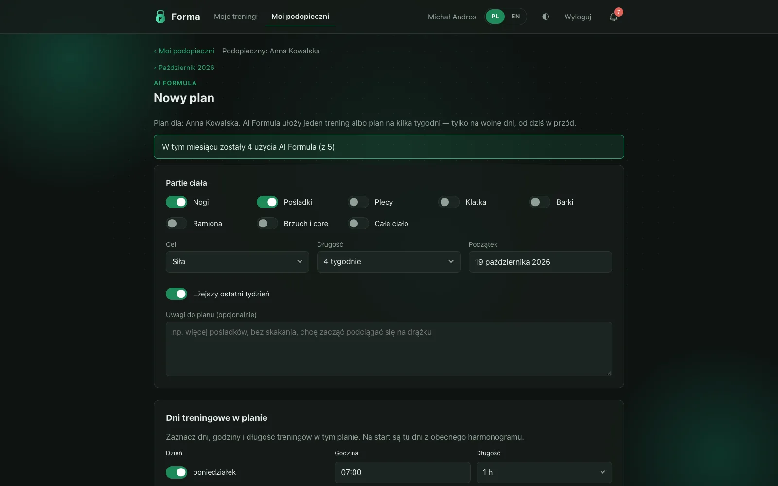 AI Formula: nowy plan