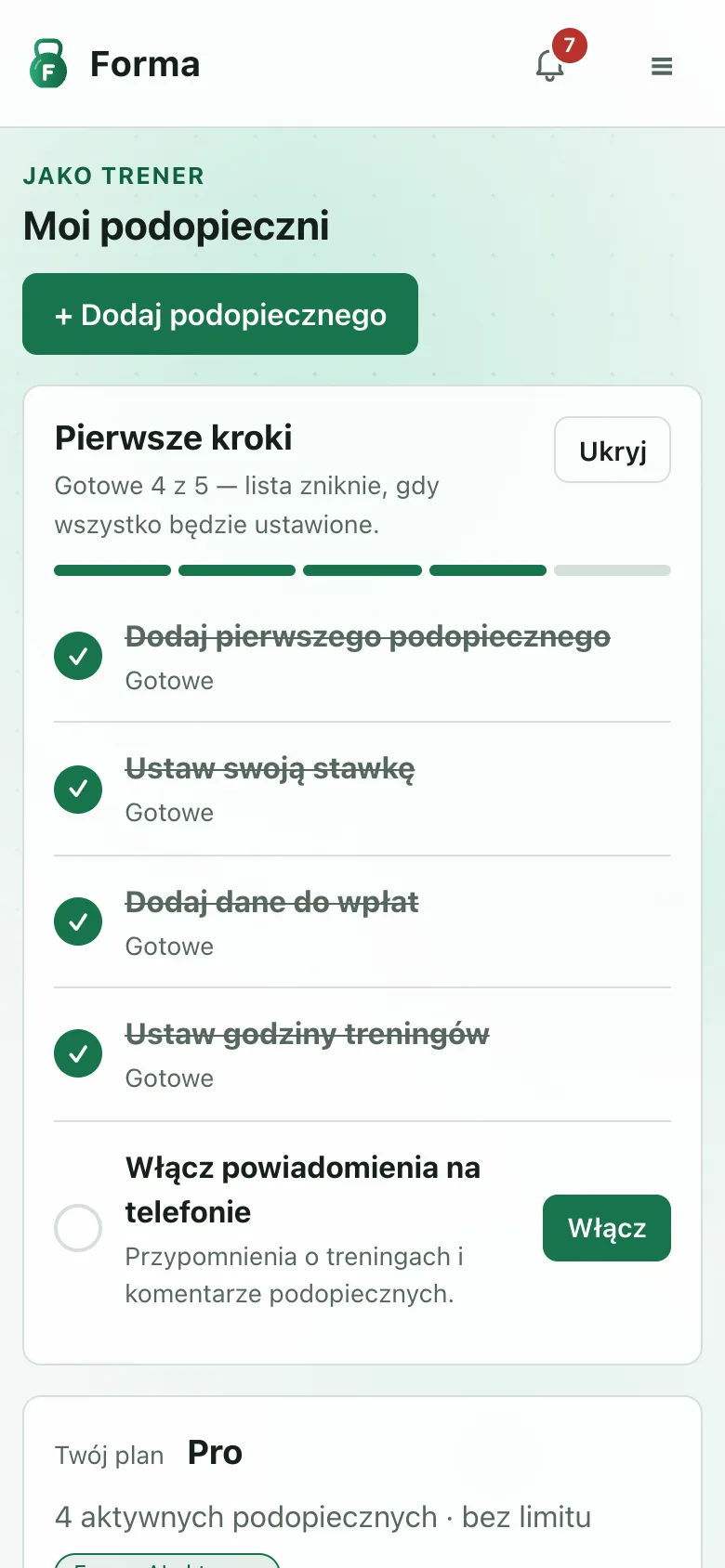 Lista podopiecznych w jasnym motywie